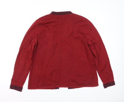 Viyella Women's Red Knit Cardigan XL Long Sleeve Open Front