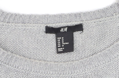 H&M Women Grey Beaded Animal Pullover Jumper Size 12