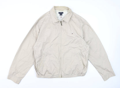 Gant Men Beige Cotton Basic Jacket L Full Zip Casual Outerwear