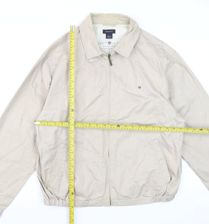 Gant Men Beige Cotton Basic Jacket L Full Zip Casual Outerwear