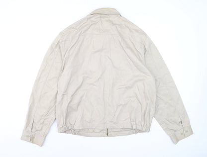 Gant Men Beige Cotton Basic Jacket L Full Zip Casual Outerwear