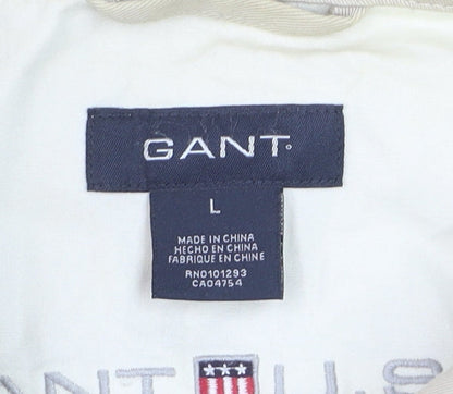 Gant Men Beige Cotton Basic Jacket L Full Zip Casual Outerwear