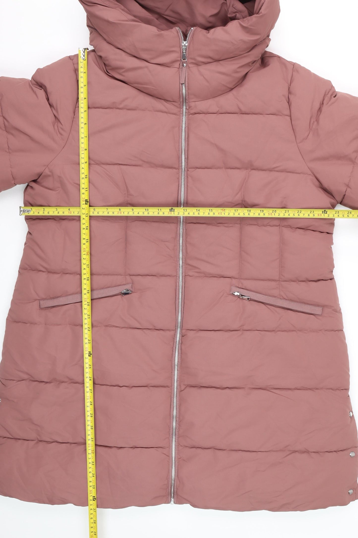 Next Women’s Pink Long Puffer Coat Size 22 Hooded Winter Jacket