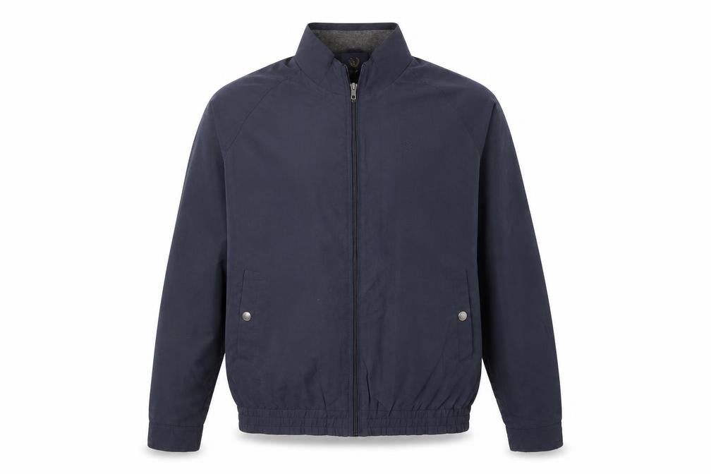 Lincoln Men's Blue Bomber Jacket L Full Zip Elastic Waist
