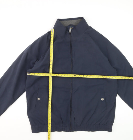 Lincoln Men's Blue Bomber Jacket L Full Zip Elastic Waist