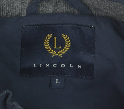 Lincoln Men's Blue Bomber Jacket L Full Zip Elastic Waist
