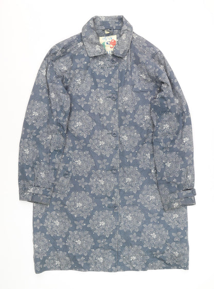 Seasalt Rain Women's Blue Floral Cotton Rain Coat UK14