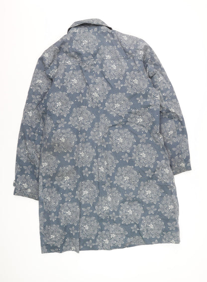 Seasalt Rain Women's Blue Floral Cotton Rain Coat UK14