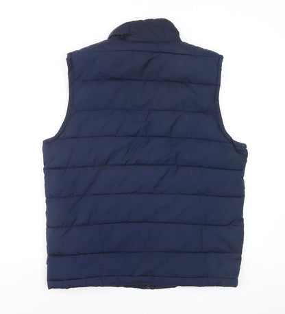 Gap Men's Blue Puffer Waistcoat Gilet M Full Zip Quilted Vest