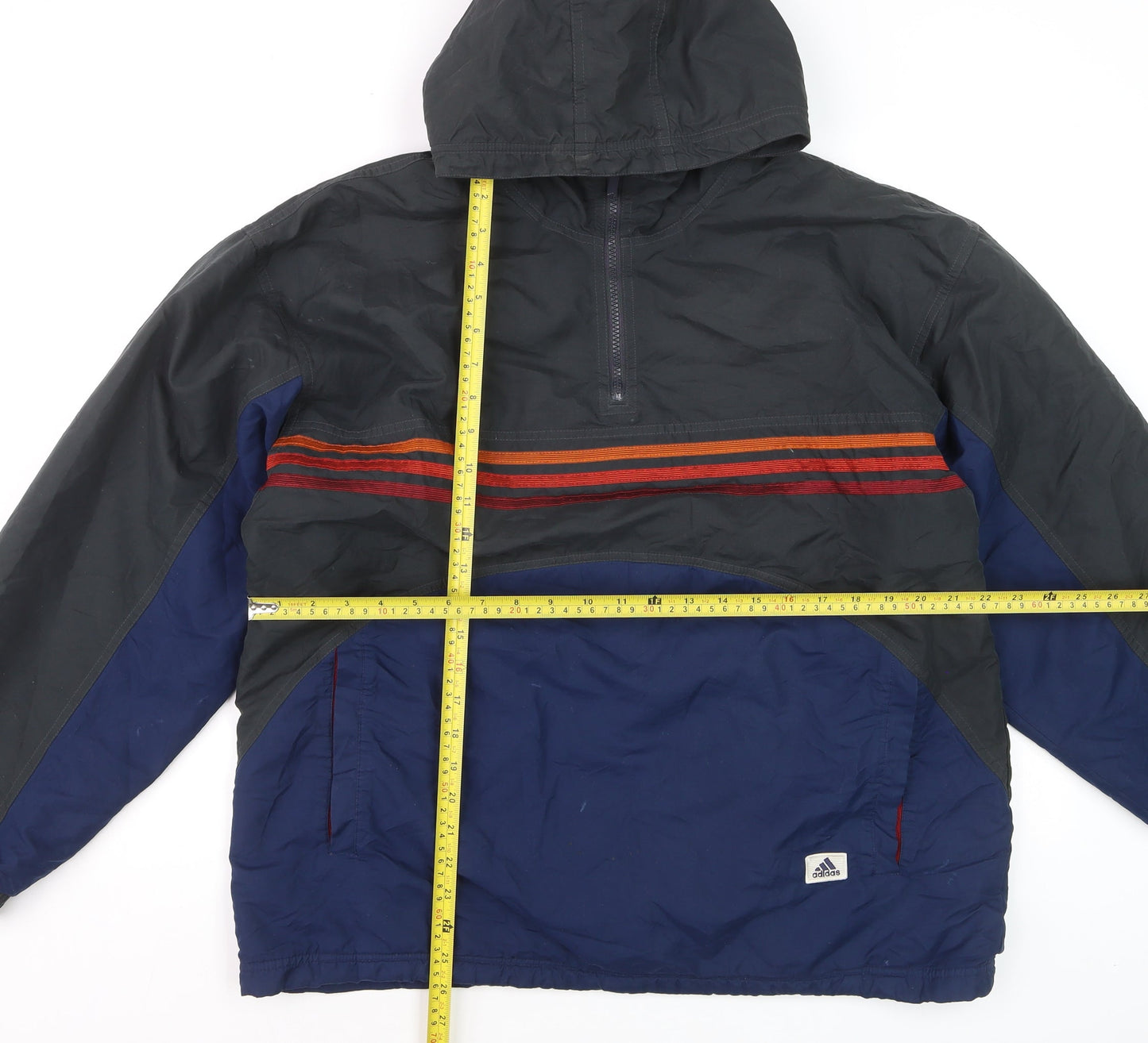 Adidas Mens Blue Retro Hooded Anorak Jacket Size M