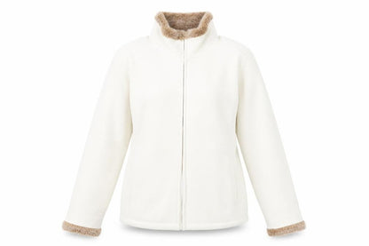 Estudio Womens Ivory Faux Fur Trim Fleece Jacket L