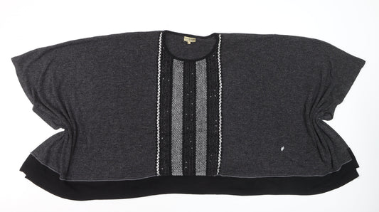 Nina Murati Women's Grey Sequin Relaxed Fit Vintage Jumper XL