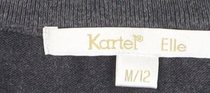 Kartel Women’s Grey Striped V-Neck Cotton Knit Jumper Size 12