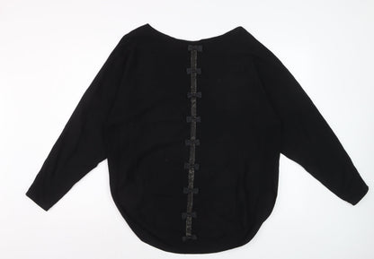 Stella Morgan Womens Black Bow Back Long Sleeve Knit Jumper UK10
