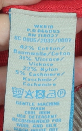 Boden Women's Red Cardigan UK 12 Cotton Blend V-Neck Button Front Knit