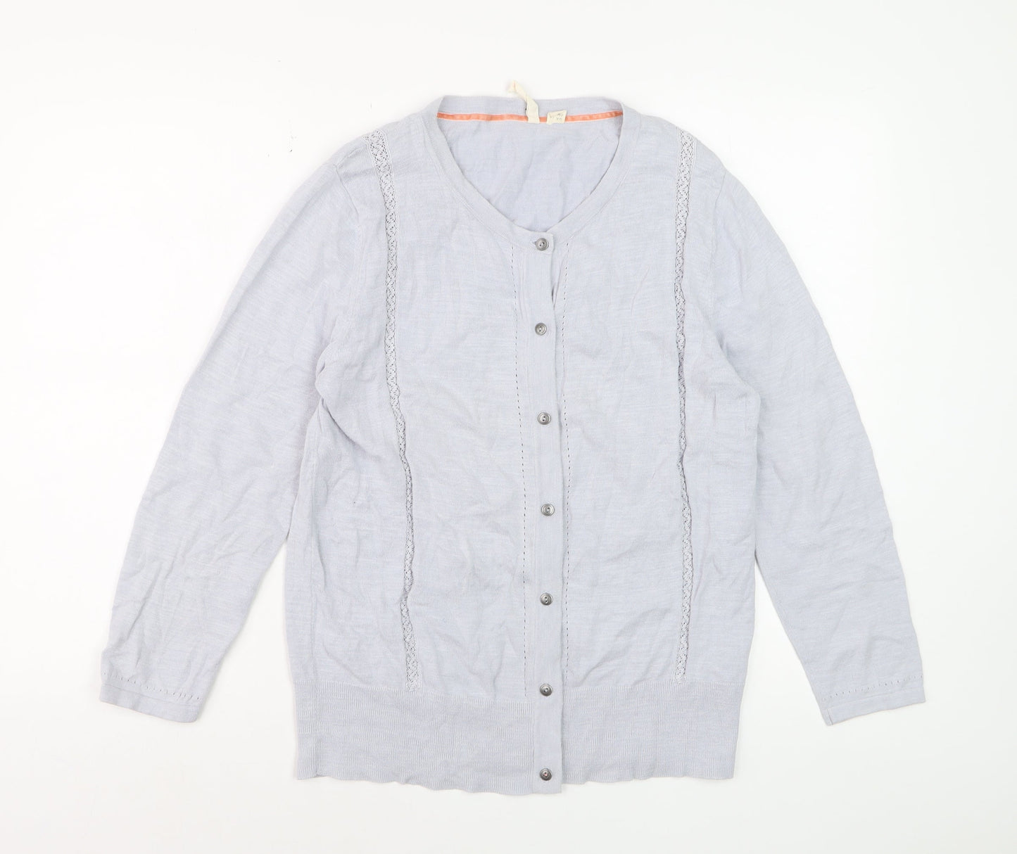 White Stuff Women’s Grey Cotton Button Cardigan Size 16