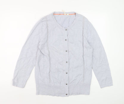 White Stuff Women’s Grey Cotton Button Cardigan Size 16