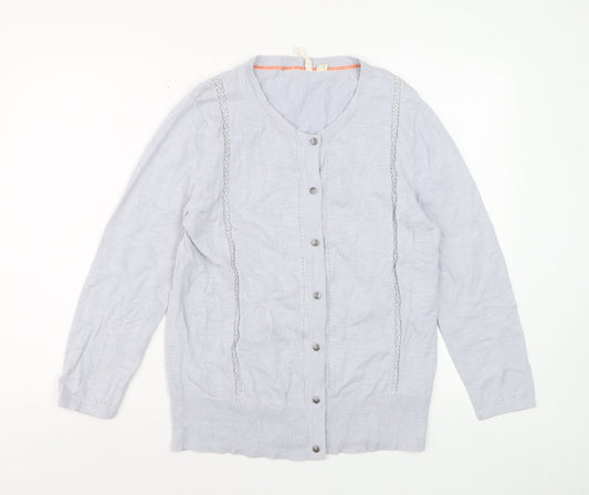 White Stuff Women’s Grey Cotton Button Cardigan Size 16