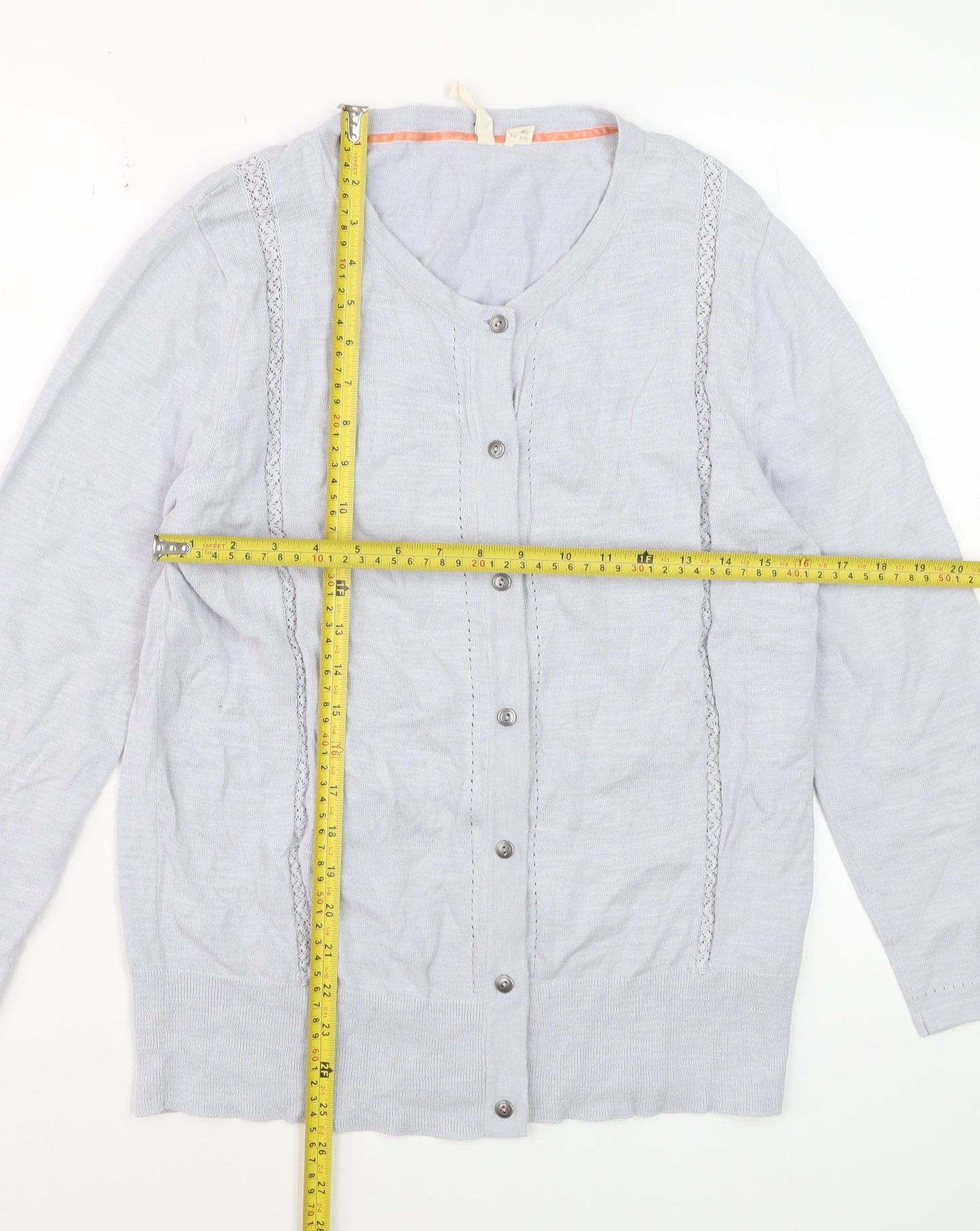 White Stuff Women’s Grey Cotton Button Cardigan Size 16