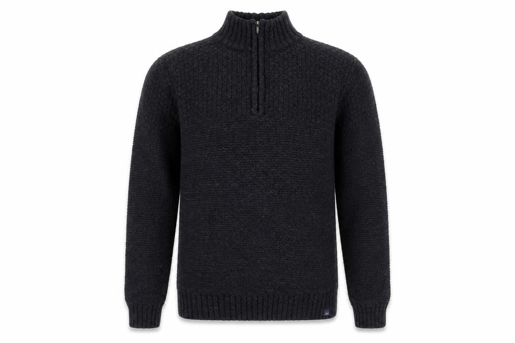 Fat Face Men's Black Chunky 1/4 Zip Wool Blend Jumper Size M