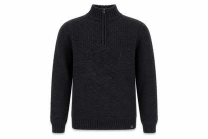 Fat Face Men's Black Chunky 1/4 Zip Wool Blend Jumper Size M