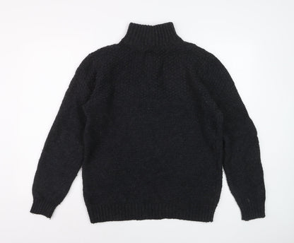 Fat Face Men's Black Chunky 1/4 Zip Wool Blend Jumper Size M