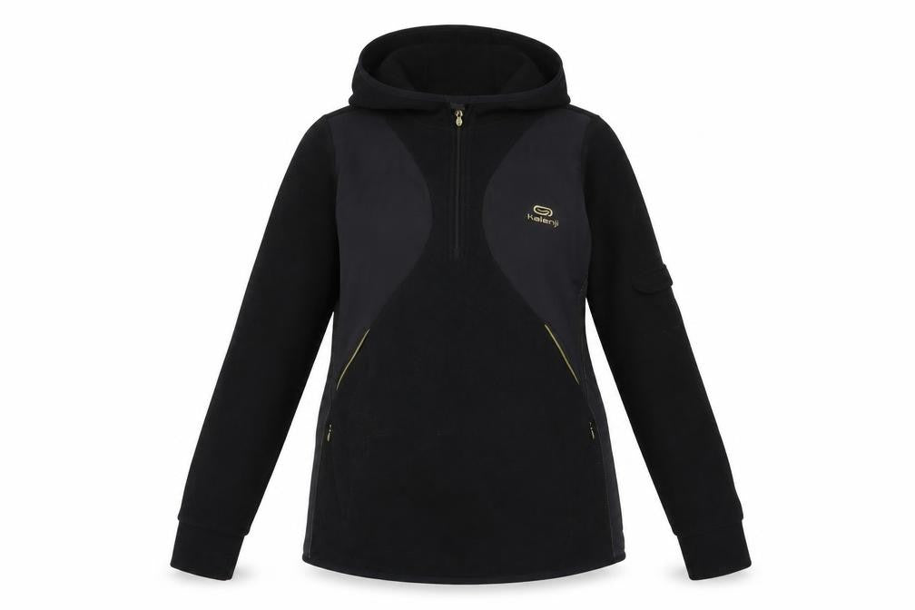 Kalenji Women's Black Hoodie Fleece 1/2 Zip Size 14 Running Top