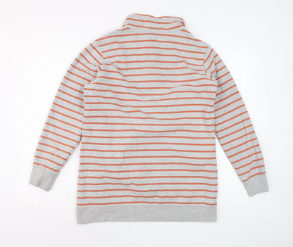 Next Women's Grey Striped Henley Sweatshirt UK 16 Cotton Blend