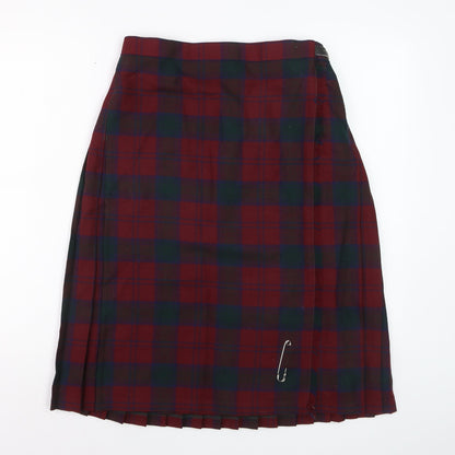 Highland Home Industries Women's Red Plaid Wool Pleated Skirt Size 14