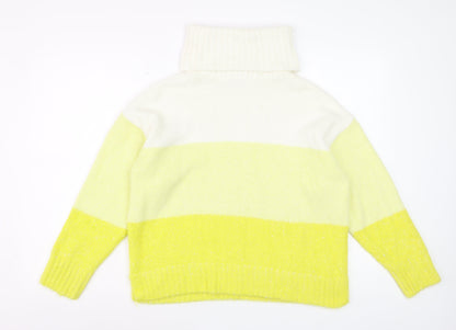 Tu Womens Multicoloured Roll Neck Striped Knit Jumper Size 10