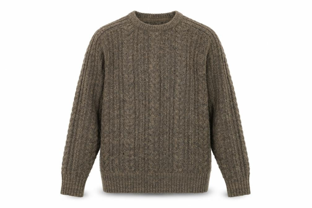 Fat Face Men's Brown Cable-Knit Crew Neck Jumper Size L
