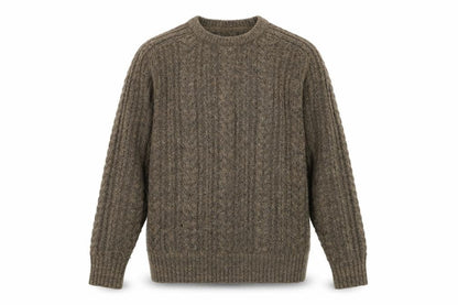 Fat Face Men's Brown Cable-Knit Crew Neck Jumper Size L