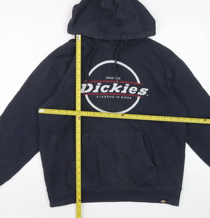 Dickies Mens Blue Pullover Hoodie Medium Logo Graphic Sweatshirt