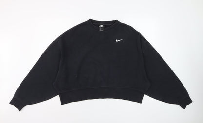 Nike Women's Black Crew Neck Pullover Sweatshirt Size S Cotton Blend
