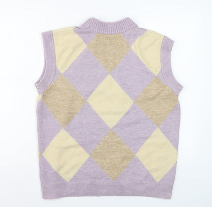 ASOS Women’s Multicoloured Argyle Sleeveless Mock Neck Knit Vest Size 12
