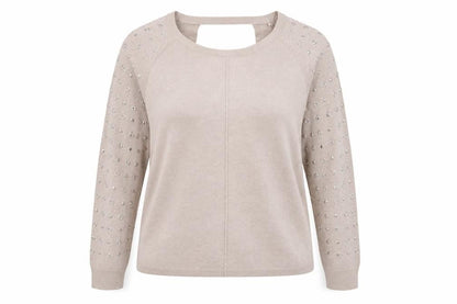 George Women’s Beige Studded Long Sleeve Pullover Jumper Size 14