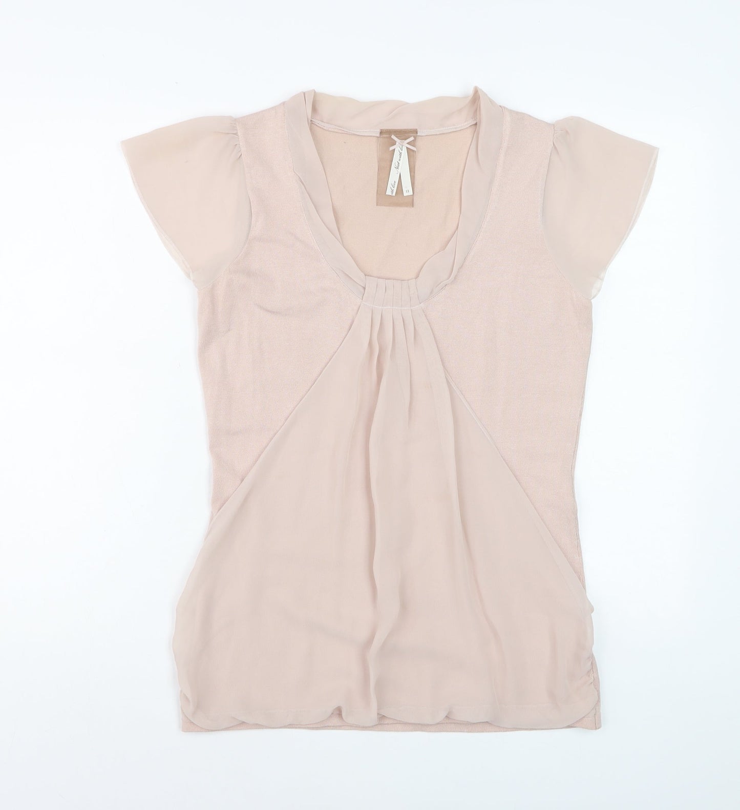 Next Womens Beige Short Sleeve Viscose Tunic Blouse Size 12