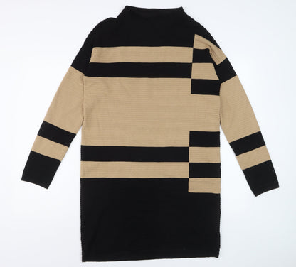 Phase Eight Women Beige Black Knit Bodycon Dress UK 12