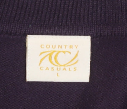 Country Casuals Women Purple Wool Blend Collared Cardigan L