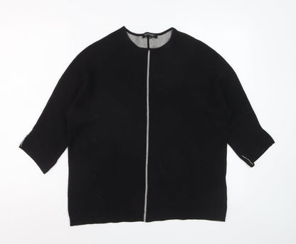 Sunday Womens Black Wool Blend 3/4 Sleeve Open Cardigan M