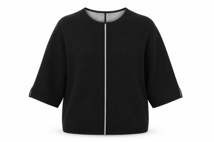 Sunday Womens Black Wool Blend 3/4 Sleeve Open Cardigan M