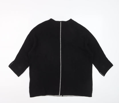 Sunday Womens Black Wool Blend 3/4 Sleeve Open Cardigan M