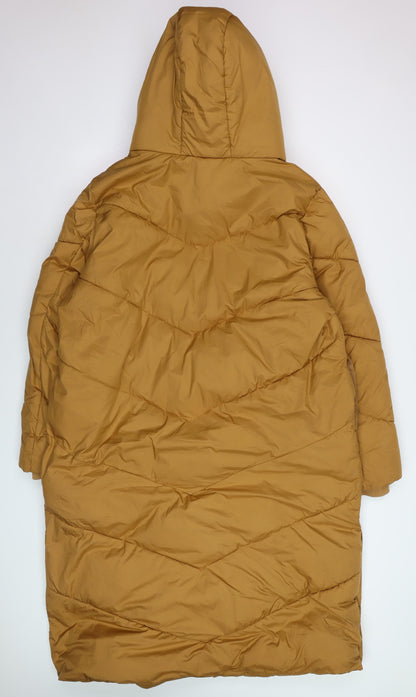 Tu Women’s Brown Long Puffer Coat Size 18 Hooded Quilted Winter Jacket