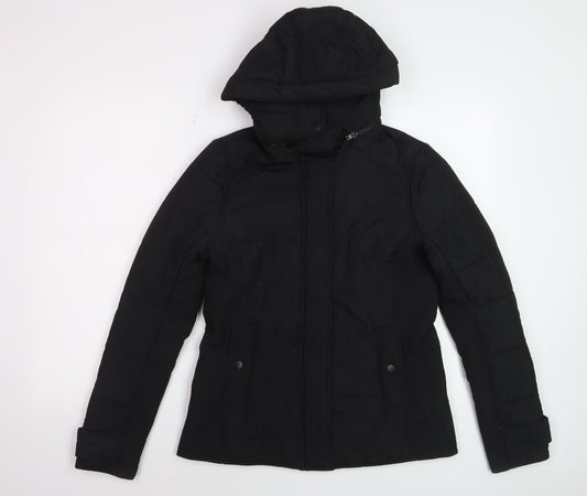 Witchery Women’s Black Puffer Jacket Hooded Size 8
