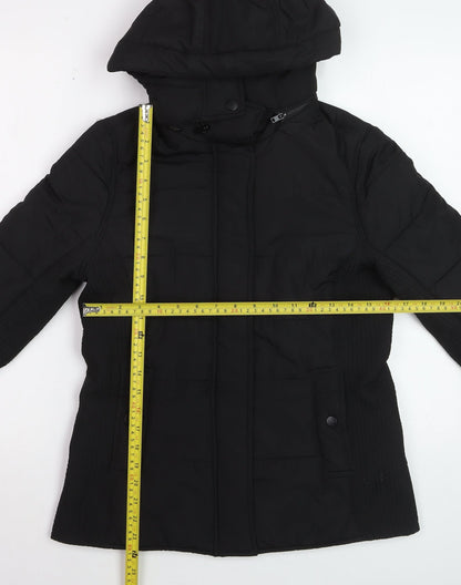 Witchery Women’s Black Puffer Jacket Hooded Size 8