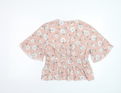 Primark Women’s Pink Floral Viscose Short Sleeve Tunic Blouse UK 16