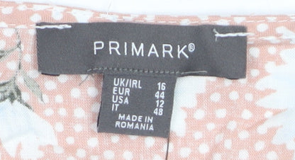 Primark Women’s Pink Floral Viscose Short Sleeve Tunic Blouse UK 16