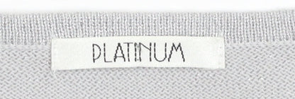 Platinum Women Silver L Knit Pullover Jumper with Fringe 3/4 Sleeves