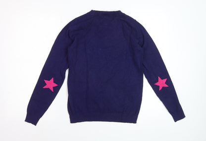 Amara Reya Women's Navy Star Crew Neck Jumper Size S Viscose Blend
