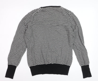 EAST Women’s Black Striped Scoop Neck Bow Jumper Size 18